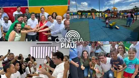 Rafael Fonteles inaugura brinquedopraça e escolas em Lagoa do Piauí (Foto: Conecta Piauí)