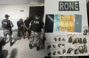 RONE prende dupla portando sacola com drogas na zona Sul de Teresina (Foto: Divulgação/PMPI)