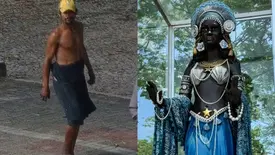 SSP divulga imagem de suspeito de vandalizar imagem de Iemanjá em Teresina (Foto: Reprodução)