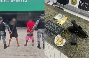 Suspeito de tráfico e comparsa 'olheiro' são apreendidos com drogas em Parnaíba (Foto: Divulgação/PMPI)