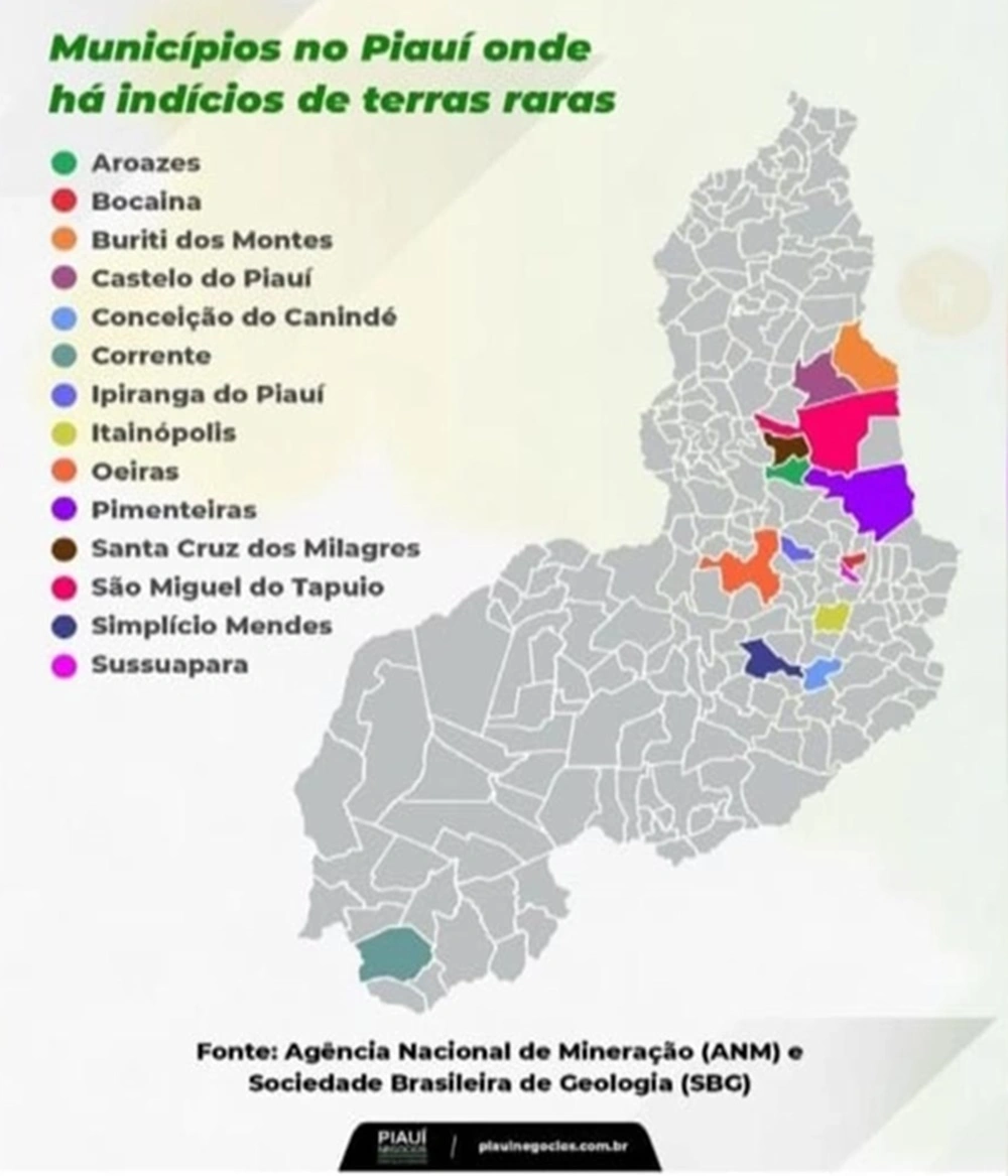 Tesouro tecnológico: Oeiras integra mapa piauiense de minerais estratégicos