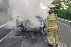 Veículo pega fogo após colisão na BR-230 entre Oeiras e São João da Varjota (Foto: Reprodução)