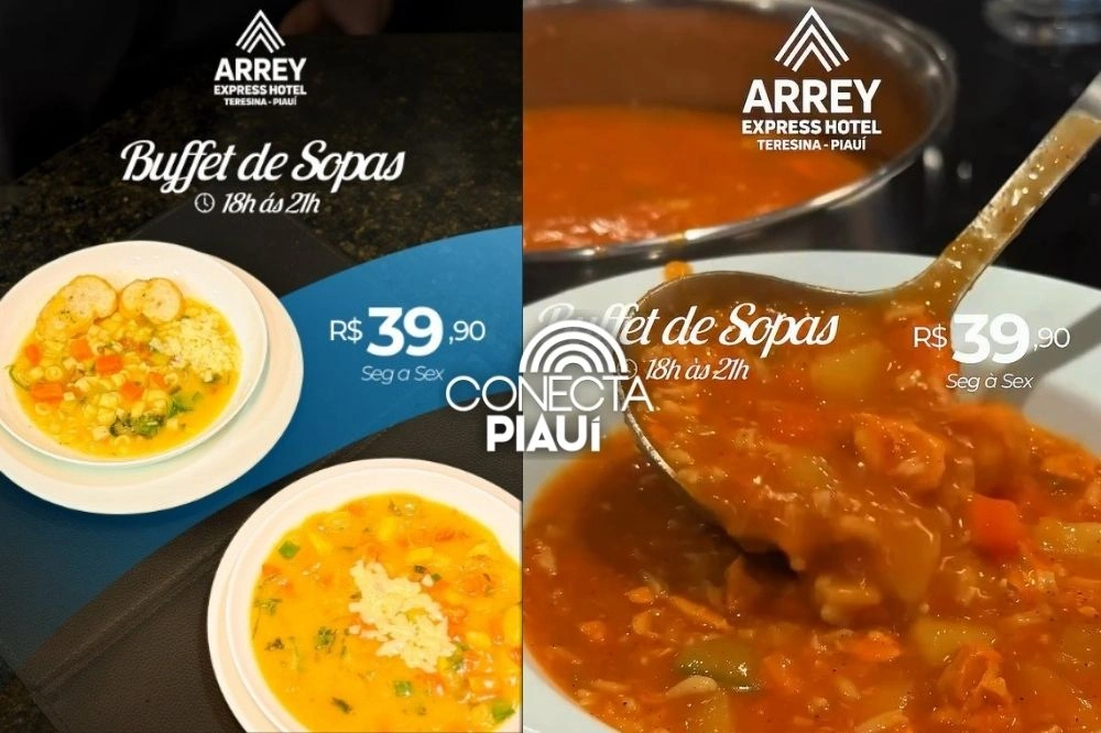 Arrey Express Hotel oferece buffet de sopas com opções variadas à noite