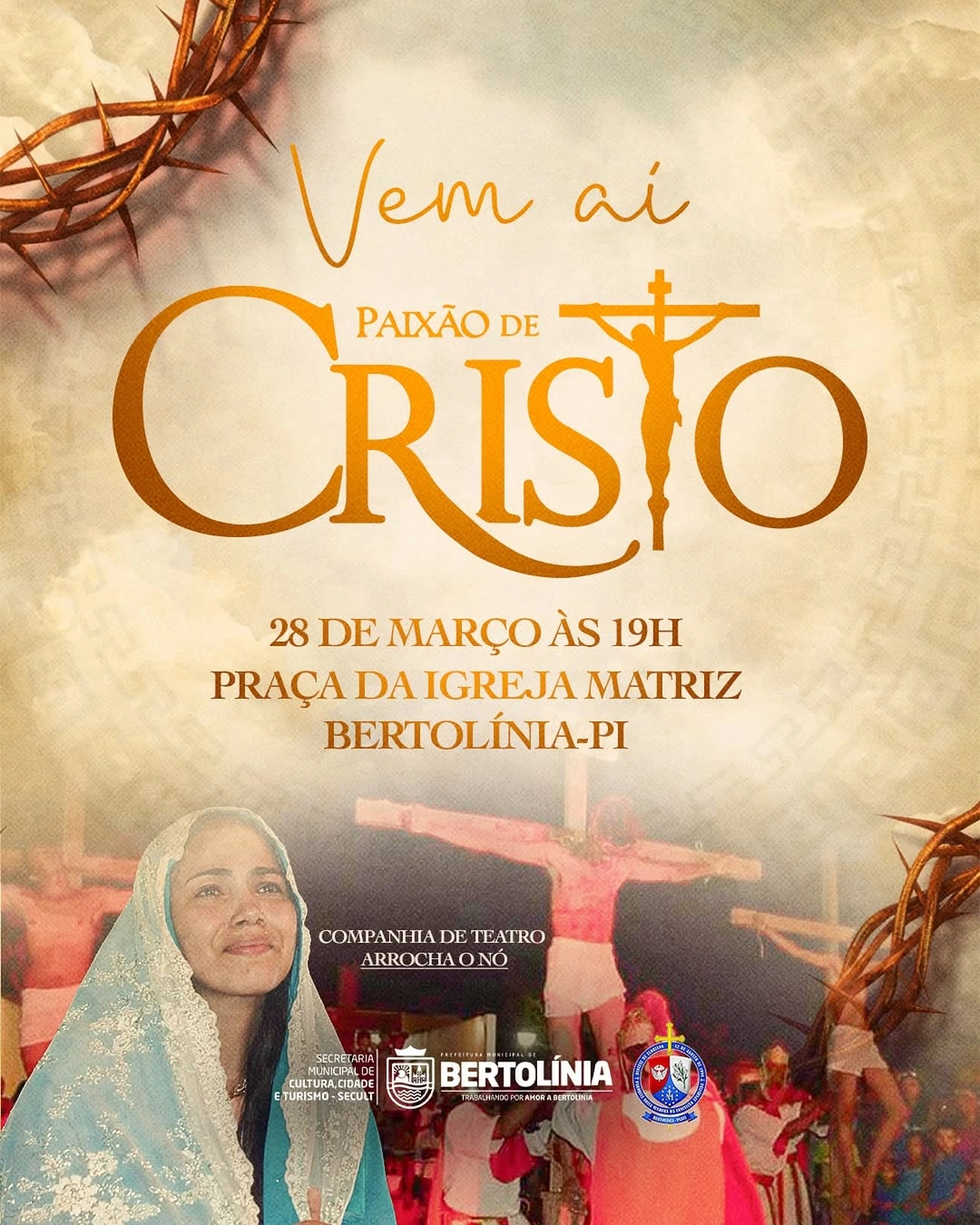 Bertolínia recebe espetáculo da Paixão de Cristo na praça matriz
