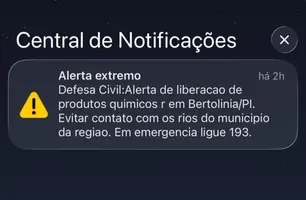 Caminhão com carga tóxica tomba em Bertolínia e Defesa Civil emite alerta (Foto: Reprodução)