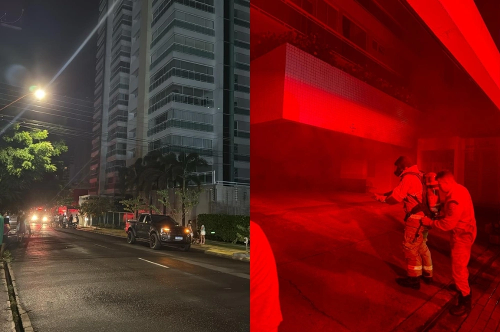 Carro pega fogo dentro de estacionamento de condomínio na zona Leste de Teresina