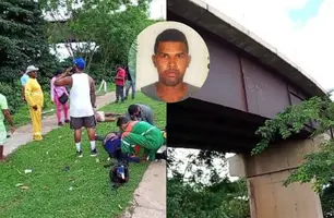 Carro teria colidido contra moto de piloto que caiu da Ponte da Amizade, em Timon (Foto: Reprodução)