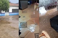 Chuva forte provoca alagamentos em ruas e casas no município de Simões