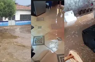 Chuva forte provoca alagamentos em ruas e casas no município de Simões (Foto: Reprodução)
