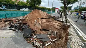 Cratera se abriu ao lado do Shopping Riverside, em Teresina (Foto: Maria Clara César/Conecta Piauí)