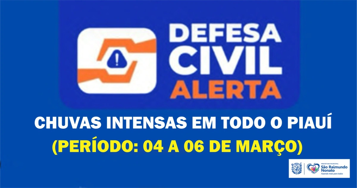 Defesa Civil emite alerta de chuvas em São Raimundo Nonato