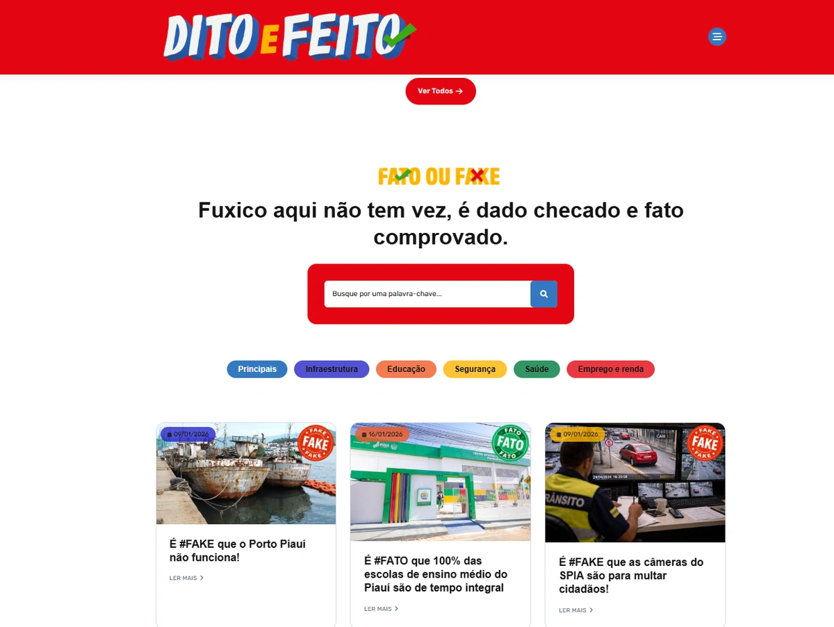 Dito e Feito: plataforma destaca ações e desmente fakes sobre o Governo do Piauí