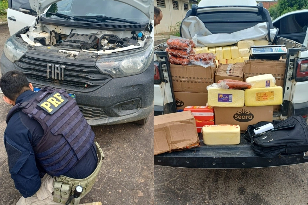 Dois jovens são detidos com carro roubado e 750 kg de alimentos sem nota em Picos