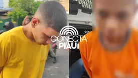 Dupla é presa após assalto e levada à Central de Flagrantes com moto roubada (Foto: Reprodução)