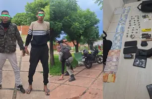 Dupla é presa com drogas e celular roubado em praça de Demerval Lobão (Foto: Conecta Piauí)