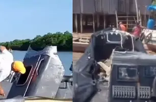 Embarcação com GPS e motores avaliados em R$ 500 mil aguarda inspeção da Marinha (Foto: Reprodução)