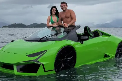 Empresário piauiense Fernandin e sua amada Pâmela Drudi em novidade no mar