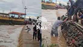 Homem cai de moto em passagem molhada após água elevar o nível em Simões (Foto: Reprodução)