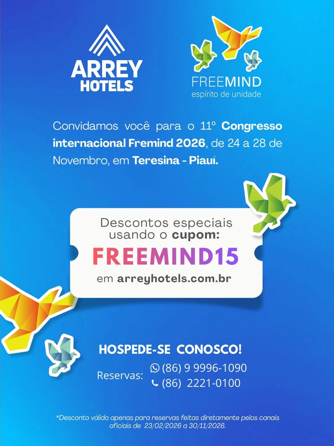 Hotéis Arrey oferecem desconto para o Freemind 2026 em Teresina