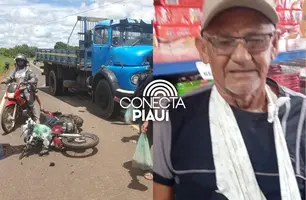 Idoso morre em acidente entre moto e caminhão entre Barras e Miguel Alves (Foto: Reprodução)