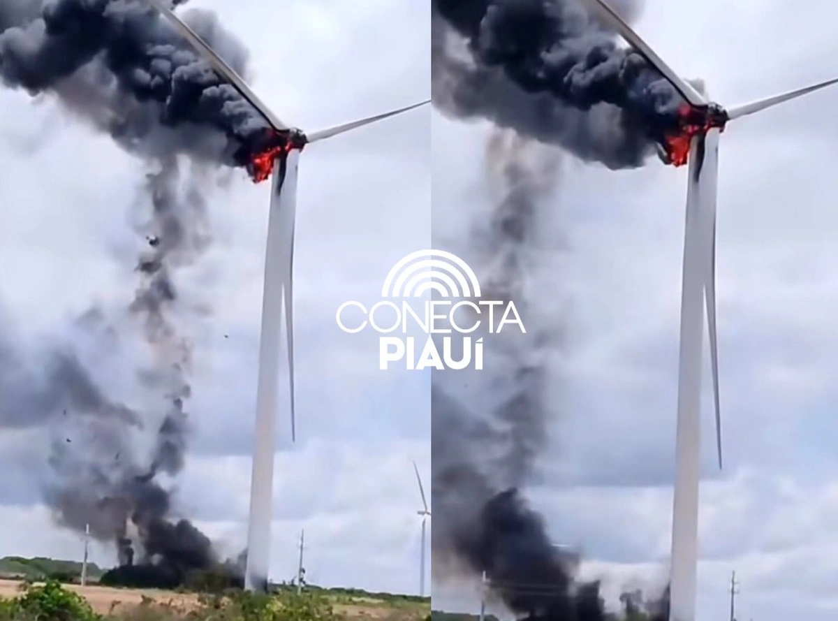 Incêndio atinge torre de energia eólica próximo a Caldeirão Grande do Piauí