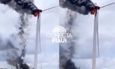Incêndio atinge torre de energia eólica próximo a Caldeirão Grande do Piauí