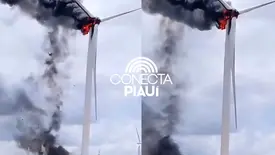 Incêndio atinge torre de energia eólica próximo a Caldeirão Grande do Piauí (Foto: Reprodução)