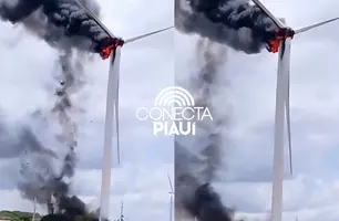 Incêndio atinge torre de energia eólica próximo a Caldeirão Grande do Piauí (Foto: Reprodução)