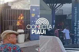 Incêndio destrói boxe no mercado do bairro São Joaquim, na zona Norte de Teresina (Foto: Conecta Piauí)