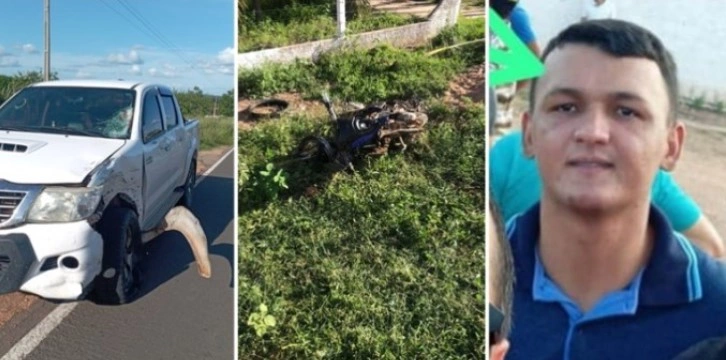 Jovem morre após colisão entre moto e caminhonete no interior do Piauí