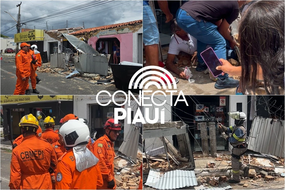 Marquise de lojas desaba e deixa pessoas feridas na zona Sudeste de Teresina