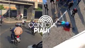 Motociclista cai de viaduto após colisão com carro na zona Sul de Teresina (Foto: Reprodução)