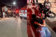 Motociclista desobedece ordem de parada da polícia e causa acidente em Pedro II