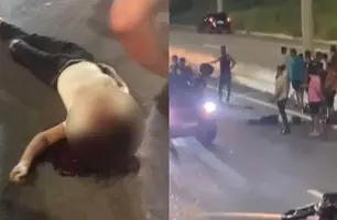 Motociclista ficou gravemente ferida após acidente na BR-316 em Teresina (Foto: Reprodução)