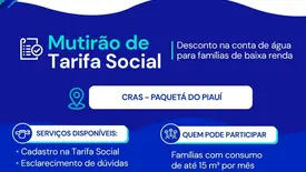 Nesta terça (31) Paquetá do Piauí recebe mutirão da Tarifa Social da Águas do Piauí (Foto: Reprodução)