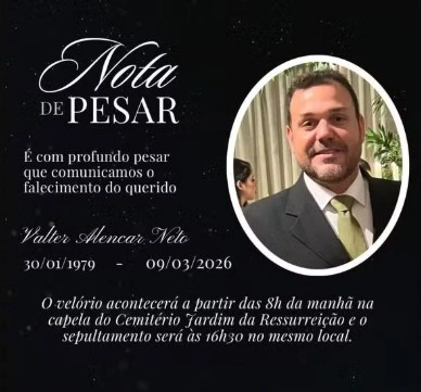 Neto do fundador da TV Clube, Valter Alencar Neto morre aos 47 anos