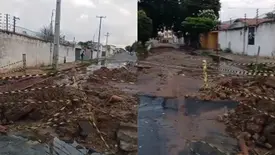 Obra abandonada dificulta acesso de cegos à associação na zona Sul de Teresina (Foto: Reprodução)