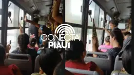 Passageiros registram problemas com chuva dentro de ônibus em Teresina (Foto: Conecta Piauí)