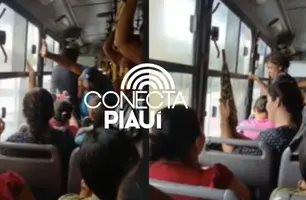 Passageiros registram problemas com chuva dentro de ônibus em Teresina (Foto: Conecta Piauí)