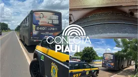 Picos: PRF intercepta ônibus que transportava alunos com irregularidades na BR-316 (Foto: Reprodução)
