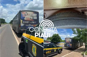 Picos: PRF intercepta ônibus que transportava alunos com irregularidades na BR-316 (Foto: Reprodução)