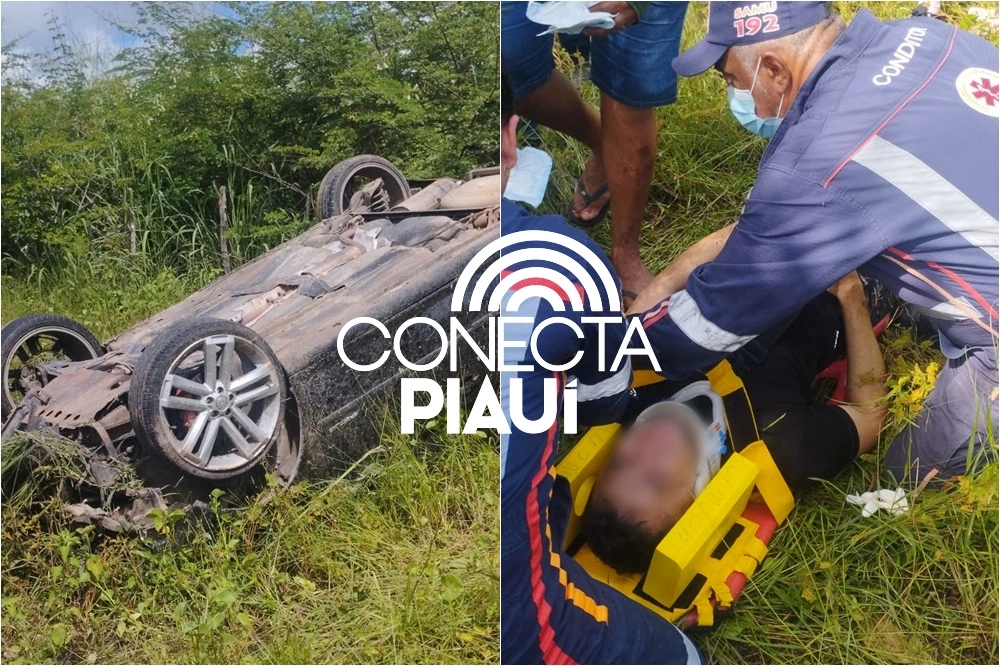 Policial do Ceará fica ferido após capotamento em rodovia no Norte do Piauí