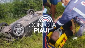 Policial do Ceará fica ferido após capotamento em rodovia no Norte do Piauí (Foto: Reprodução)