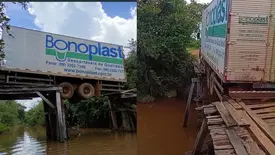 Ponte cai com caminhão e isola comunidades entre Campo Maior e Sigefredo Pacheco (Foto: Reprodução/IG Notícia)