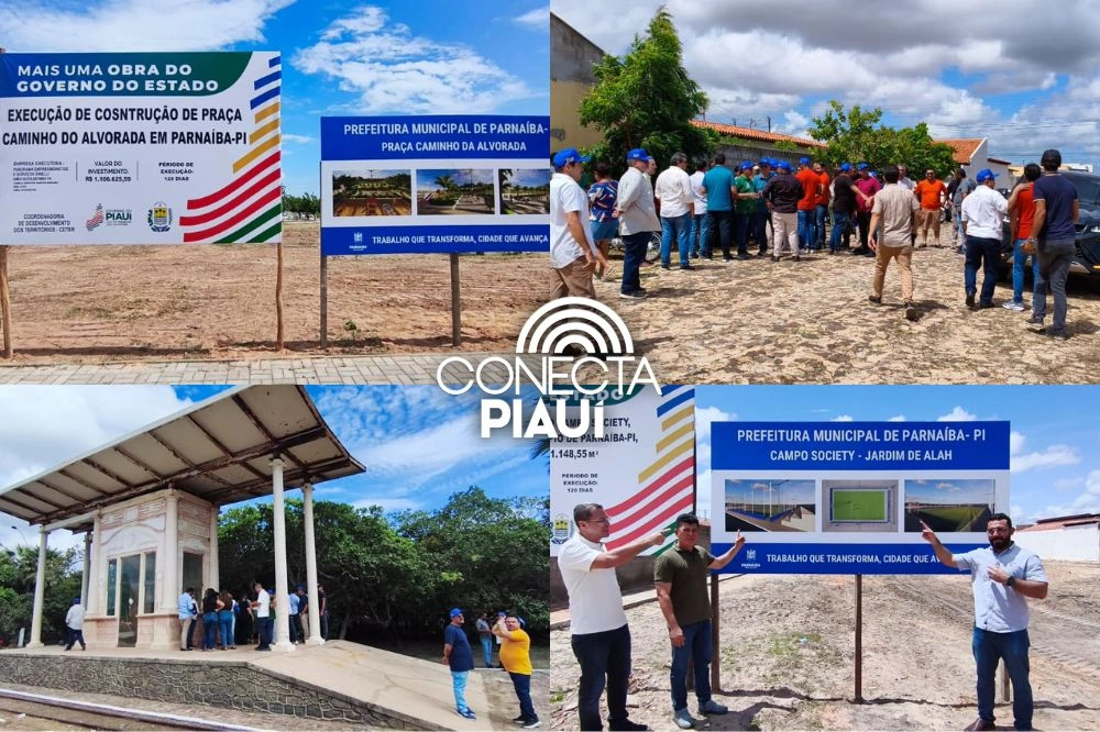 Prefeito Francisco Emanuel e deputado visitam obras em bairros de Parnaíba