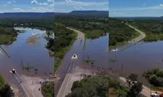 Rio Gurguéia transborda e cobre trecho da BR-135 em Cristino Castro