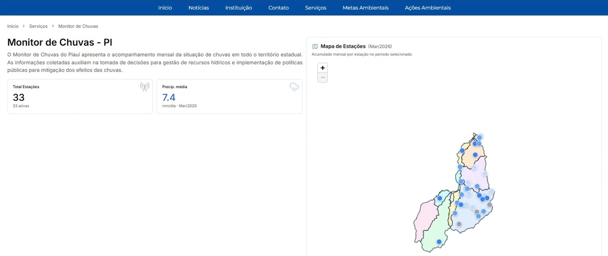 Semarh lança ferramentas para monitorar chuvas e qualidade da água