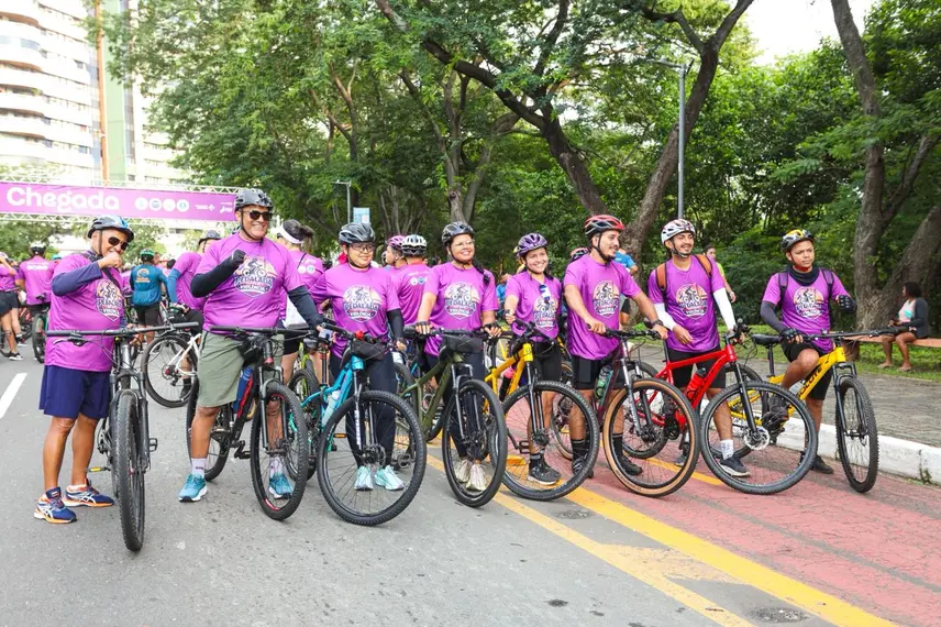 SSP-PI promove pedalada e mobiliza população pelo fim da violência contra a mulher em Teresina