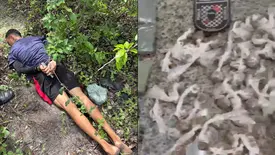 Suspeito de tráfico é preso portando sacola com drogas dentro de mata em Parnaíba (Foto: Divulgação/PMPI)