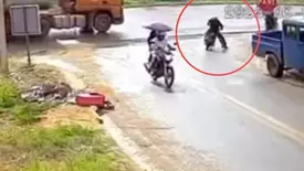 Vídeo flagra colisão entre motocicleta e carreta que deixou garupa morto em Uruçuí (Foto: Reprodução)